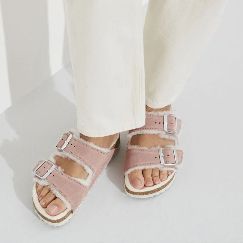 Birkenstock NEW Arizona Shearling Suede in Pink Clay/Natural Size US 8 / EU 39 - Picture 4 of 8